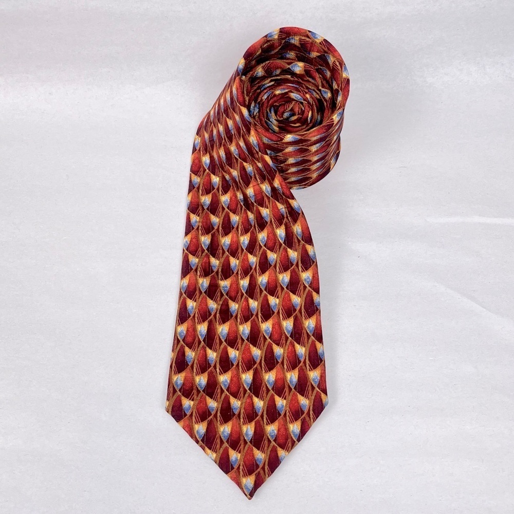 Villa Bolgheri 100% Silk Extra Long 64" Geometric Tie; Designer, Professional.